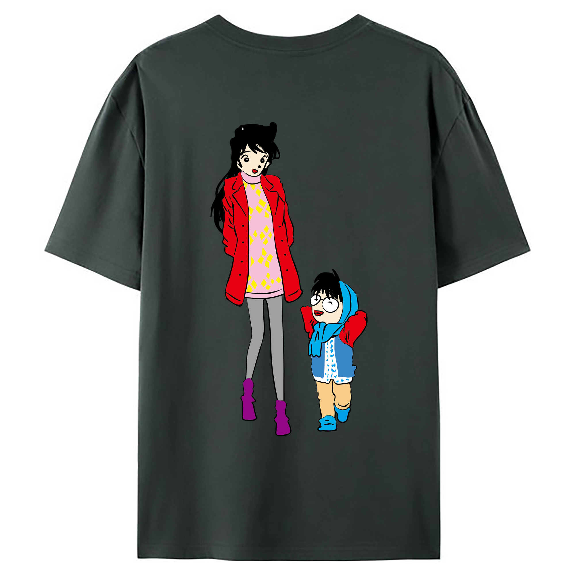 （画像用） 名探偵コナン 江戸川 コナン Detective Conan Conan Edogawa 綿100％ メンズ半袖Tシャツ（バックプリント） 通気性